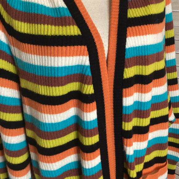 Queene And Belle 100% Cashmere Scotland Striped Oversized Open Cardigan - Picture 11 of 11